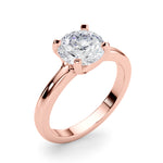 LUMEO Round Solitaire Diamond Engagement Ring Angle View in 18k Solid Rose Gold 