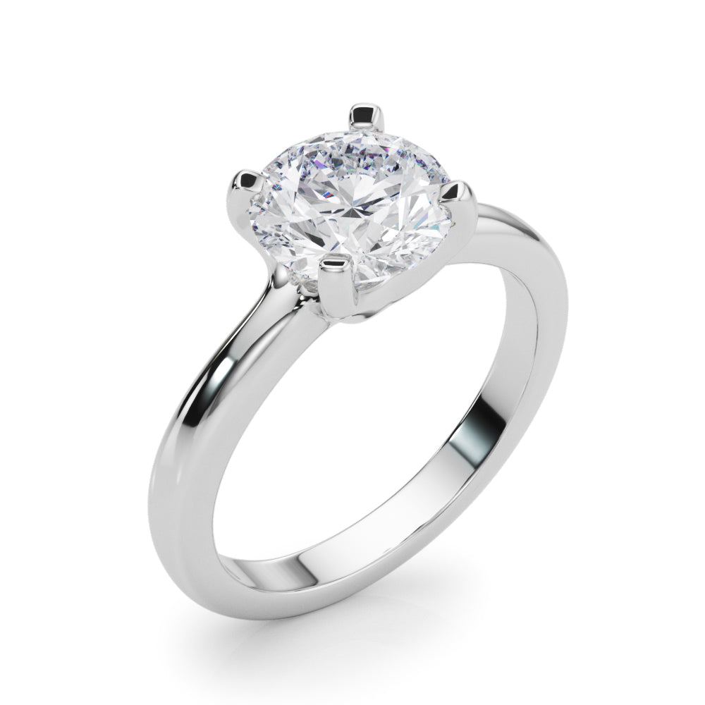 LUMEO Round Solitaire Diamond Engagement Ring Angle View in Platinum 
