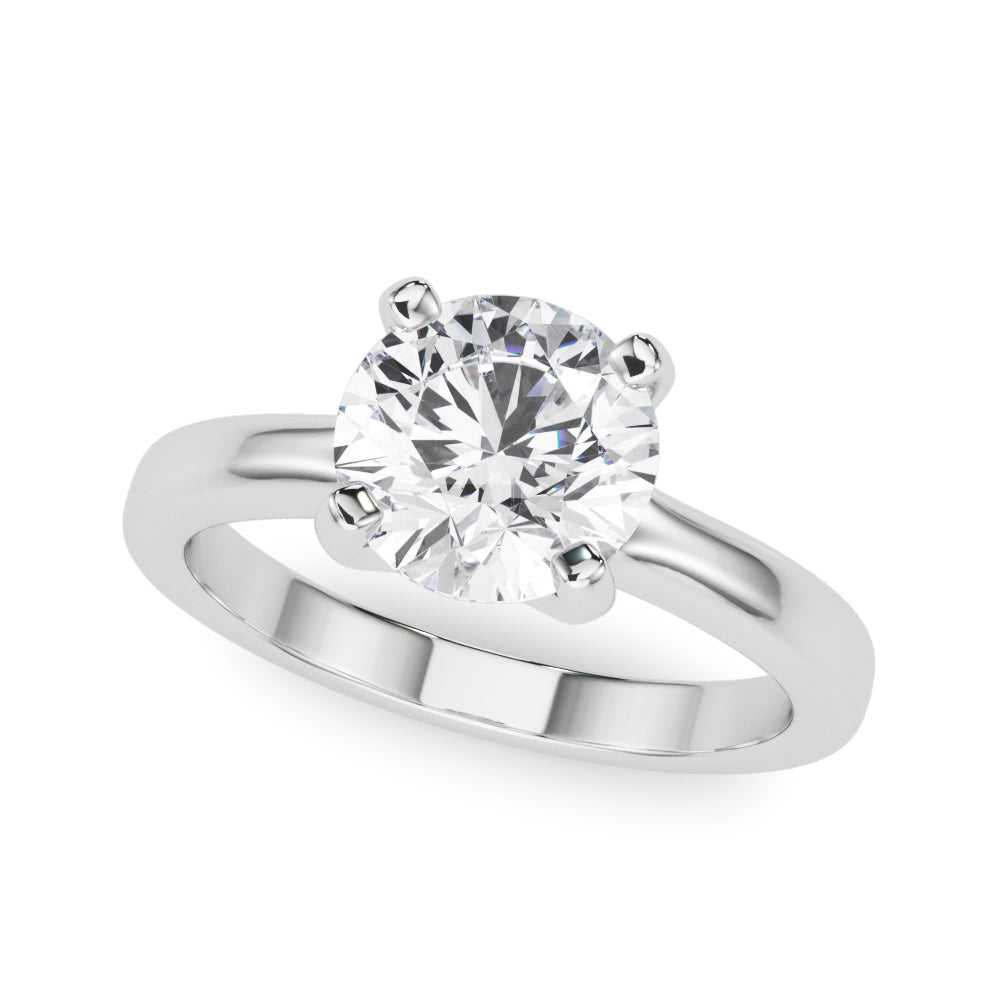 LUMEO Round Solitaire Diamond Engagement Ring Front View in Platinum 