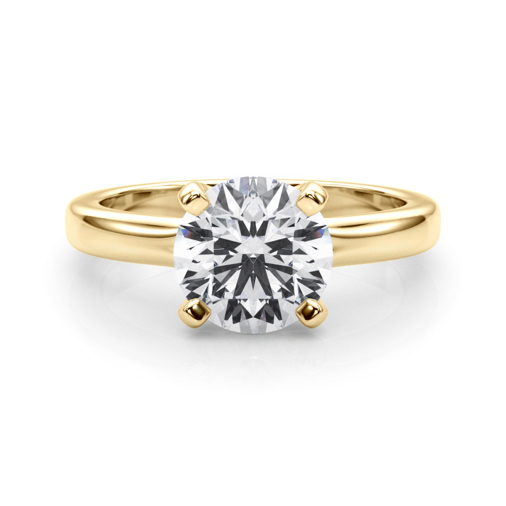 LUMEO Round Solitaire Diamond Engagement Ring Set in 18k Solid Yellow Gold 