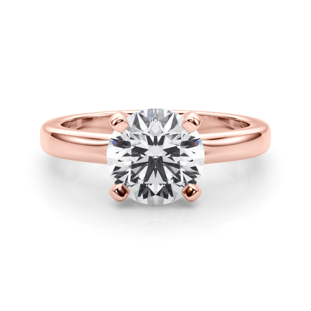 LUMEO Round Solitaire Diamond Engagement Ring Set in 18k Solid Rose Gold 