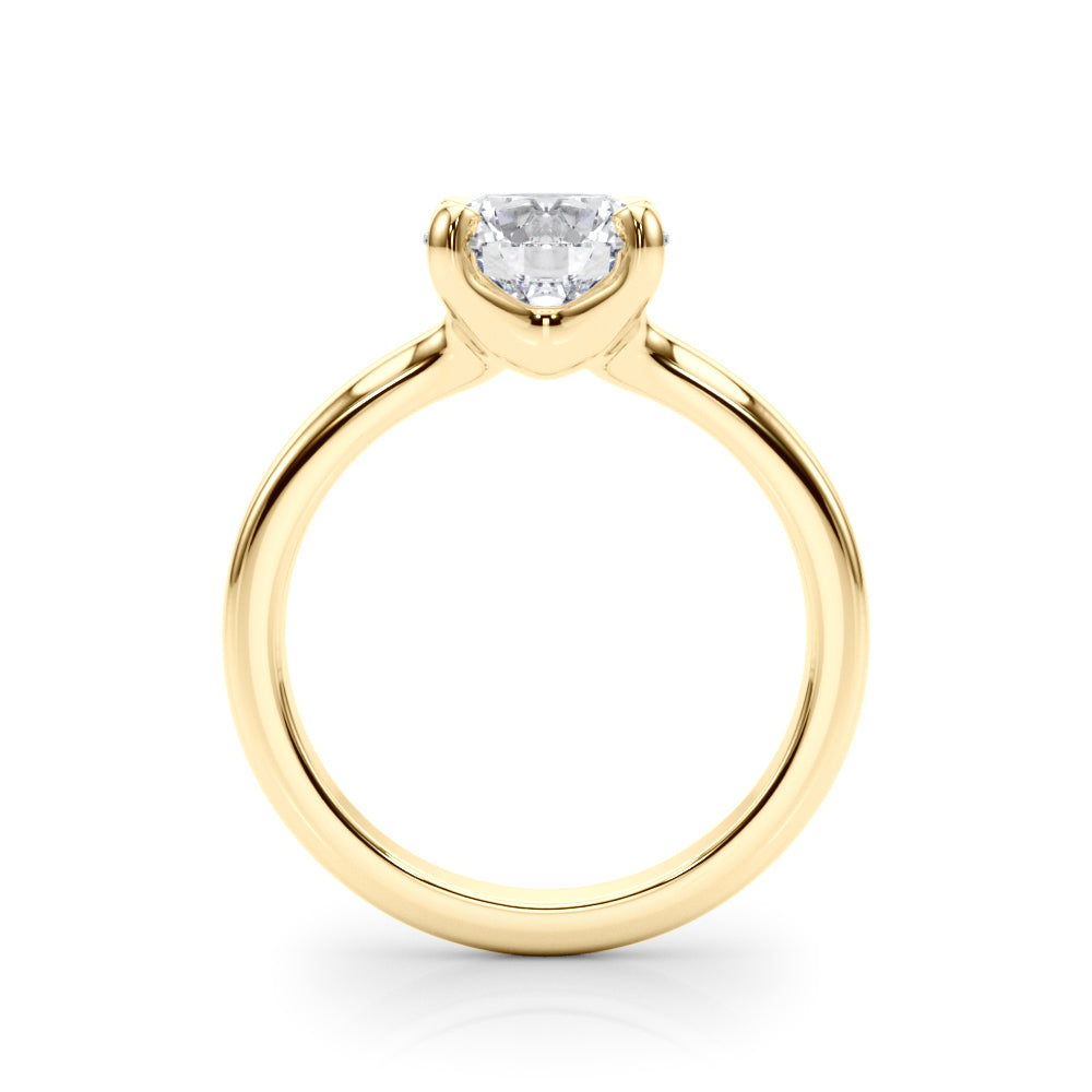 LUMEO Round Solitaire Diamond Engagement Ring Side View in 18k Solid Yellow Gold 