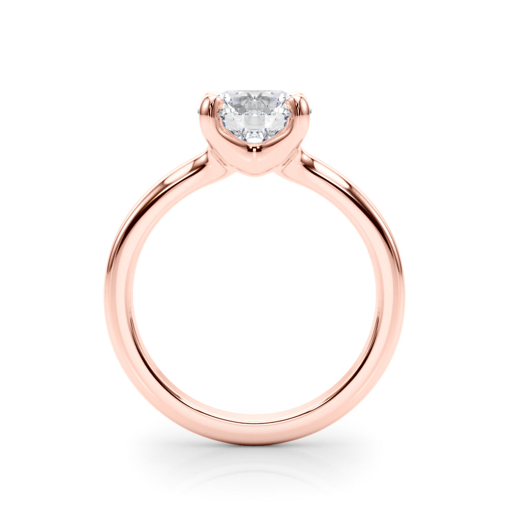 LUMEO Round Solitaire Diamond Engagement Ring Side View in 18k Solid Rose Gold 