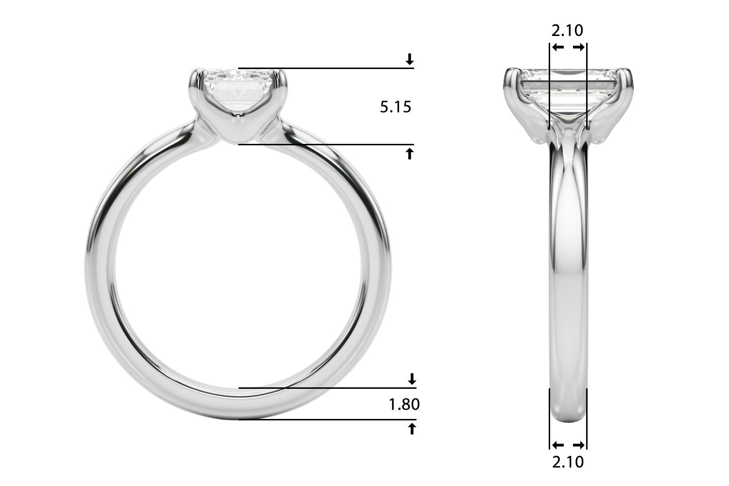 LUMEO Emerald Solitaire Engagement Ring 
