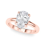LUMEO Pear Solitaire Diamond Engagement Ring Front View in 18k Solid Rose Gold 