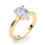 LUMEO Pear Solitaire Diamond Engagement Ring Angle View in 18k Solid Yellow Gold 