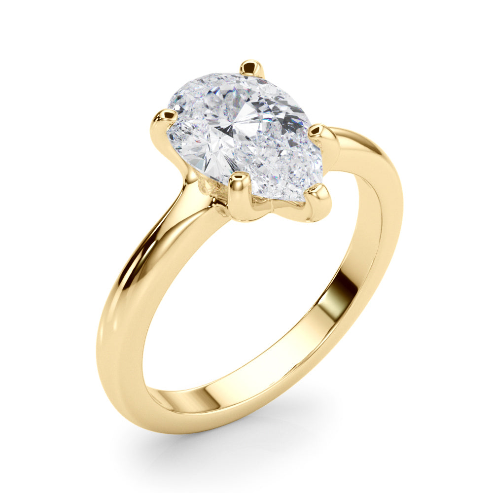 LUMEO Pear Solitaire Diamond Engagement Ring Angle View in 18k Solid Yellow Gold 