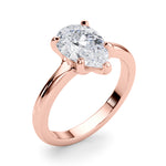 LUMEO Pear Solitaire Diamond Engagement Ring Angle View in 18k Solid Rose Gold 