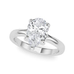 LUMEO Pear Solitaire Diamond Engagement Ring Front View in Platinum 