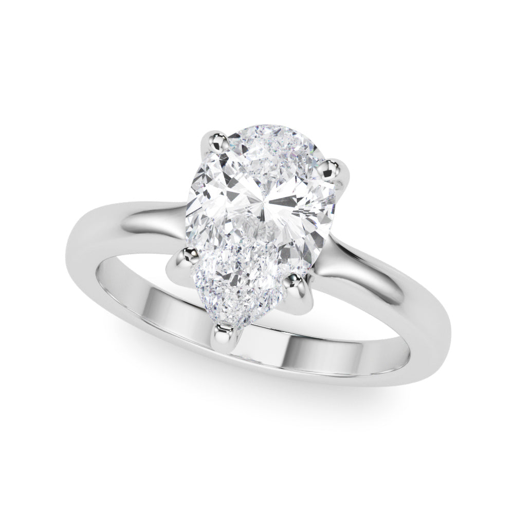 LUMEO Pear Solitaire Diamond Engagement Ring Front View in Platinum 