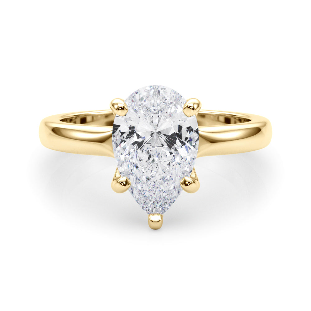 LUMEO Pear Solitaire Diamond Engagement Ring Set in 18k Solid Yellow Gold 