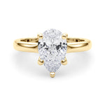 LUMEO Pear Solitaire Diamond Engagement Ring Set in 18k Solid Yellow Gold 