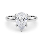 LUMEO Pear Solitaire Diamond Engagement Ring Set in Platinum 