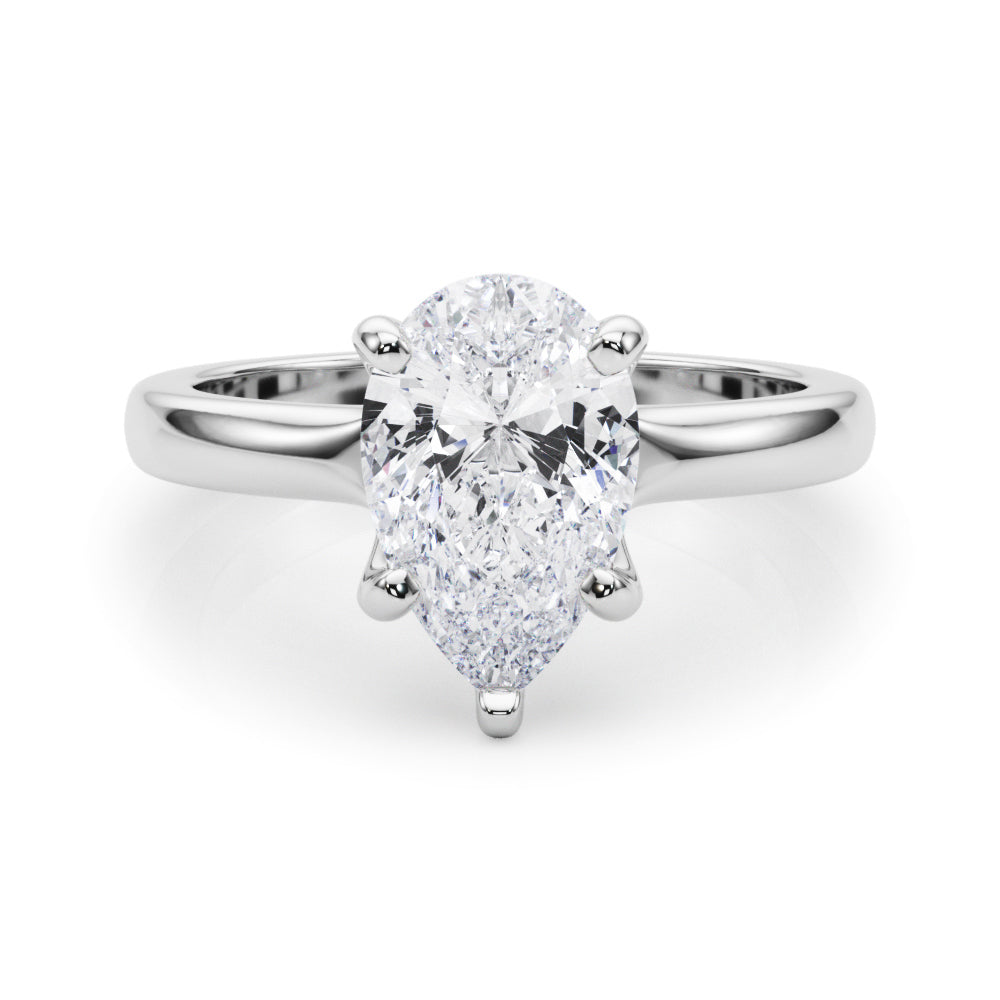 LUMEO Pear Solitaire Diamond Engagement Ring Set in Platinum 