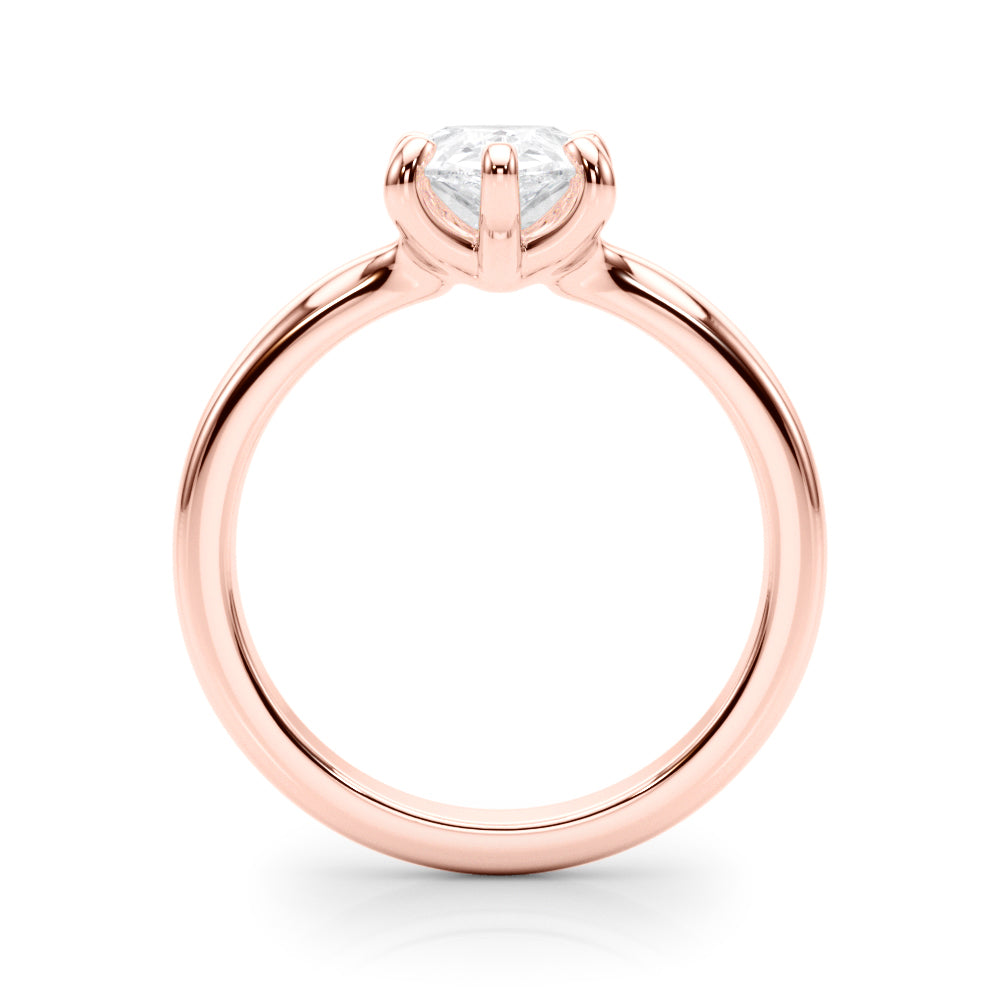 LUMEO Pear Solitaire Diamond Engagement Ring Side View in 18k Solid Rose Gold 