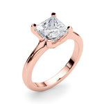 LUMEO Princess Solitaire Diamond Engagement Ring Angle View in 18k Solid Rose Gold 