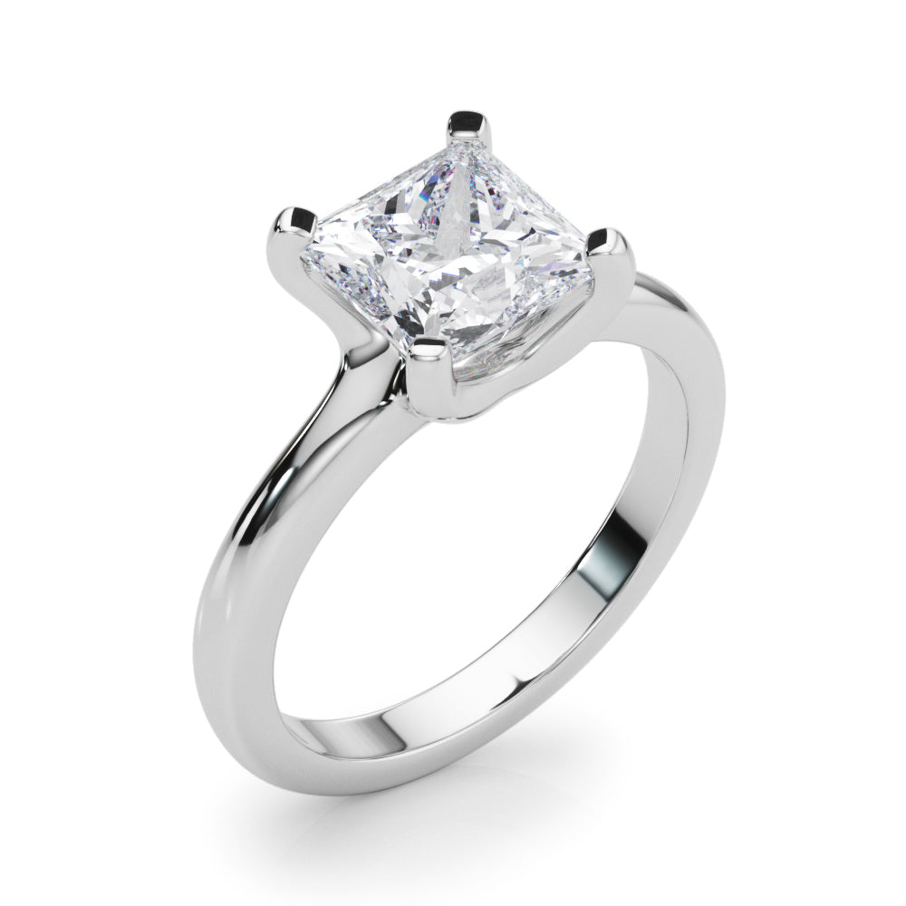 LUMEO Princess Solitaire Diamond Engagement Ring Angle View in Platinum 