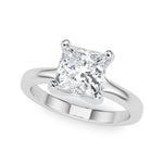 LUMEO Princess Solitaire Diamond Engagement Ring Front View in Platinum 