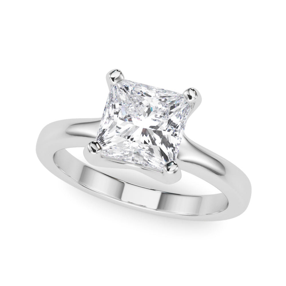 LUMEO Princess Solitaire Diamond Engagement Ring Front View in Platinum 