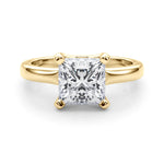 LUMEO Princess Solitaire Diamond Engagement Ring Set in 18k Solid Yellow Gold 