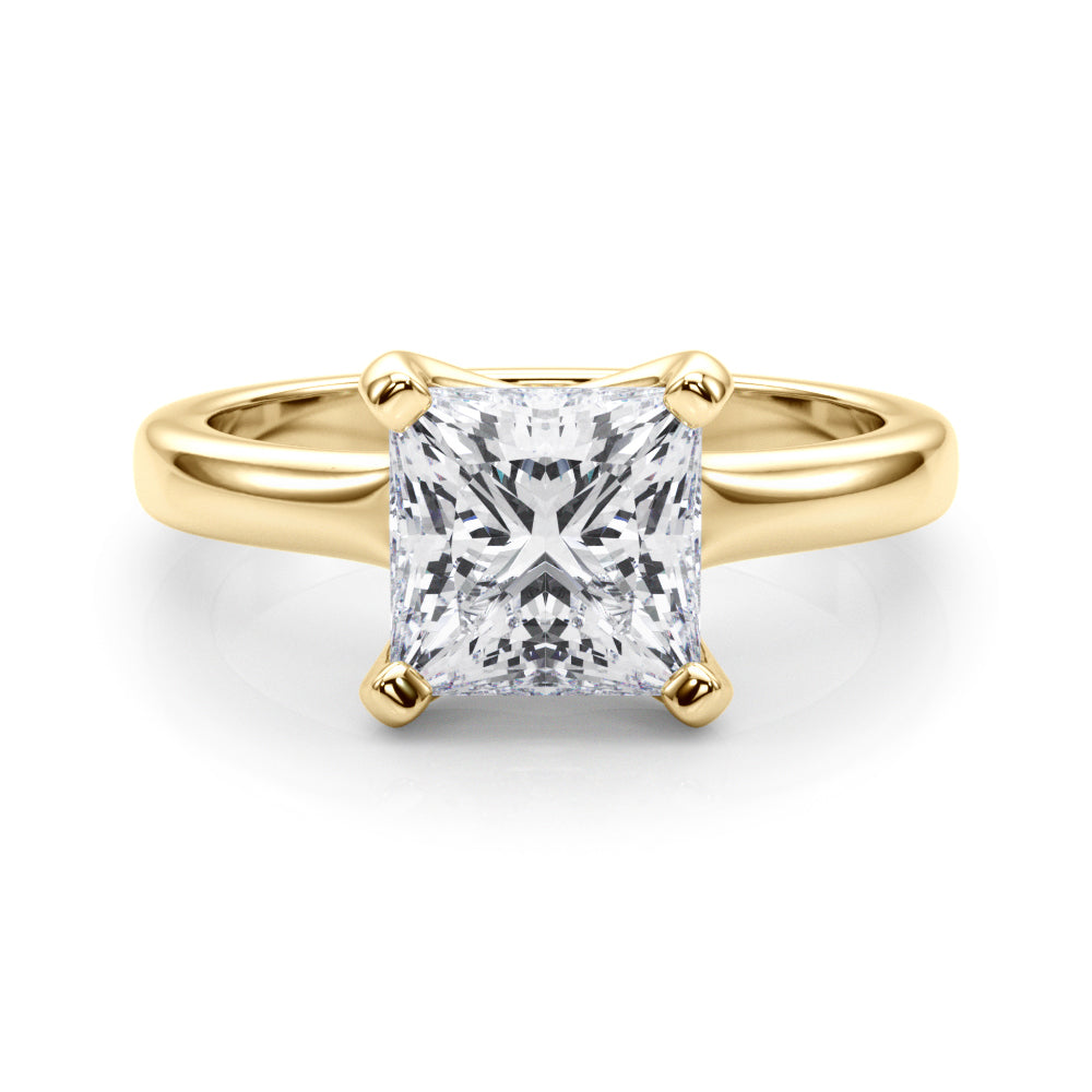 LUMEO Princess Solitaire Diamond Engagement Ring Set in 18k Solid Yellow Gold 