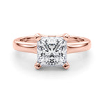 LUMEO Princess Solitaire Diamond Engagement Ring Set in 18k Solid Rose Gold 