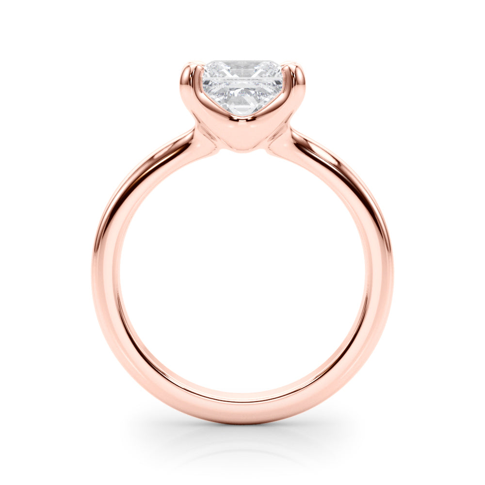 LUMEO Princess Solitaire with Contemporary Shank Diamond Engagement Ring Side View in 18k Solid Rose Gold 