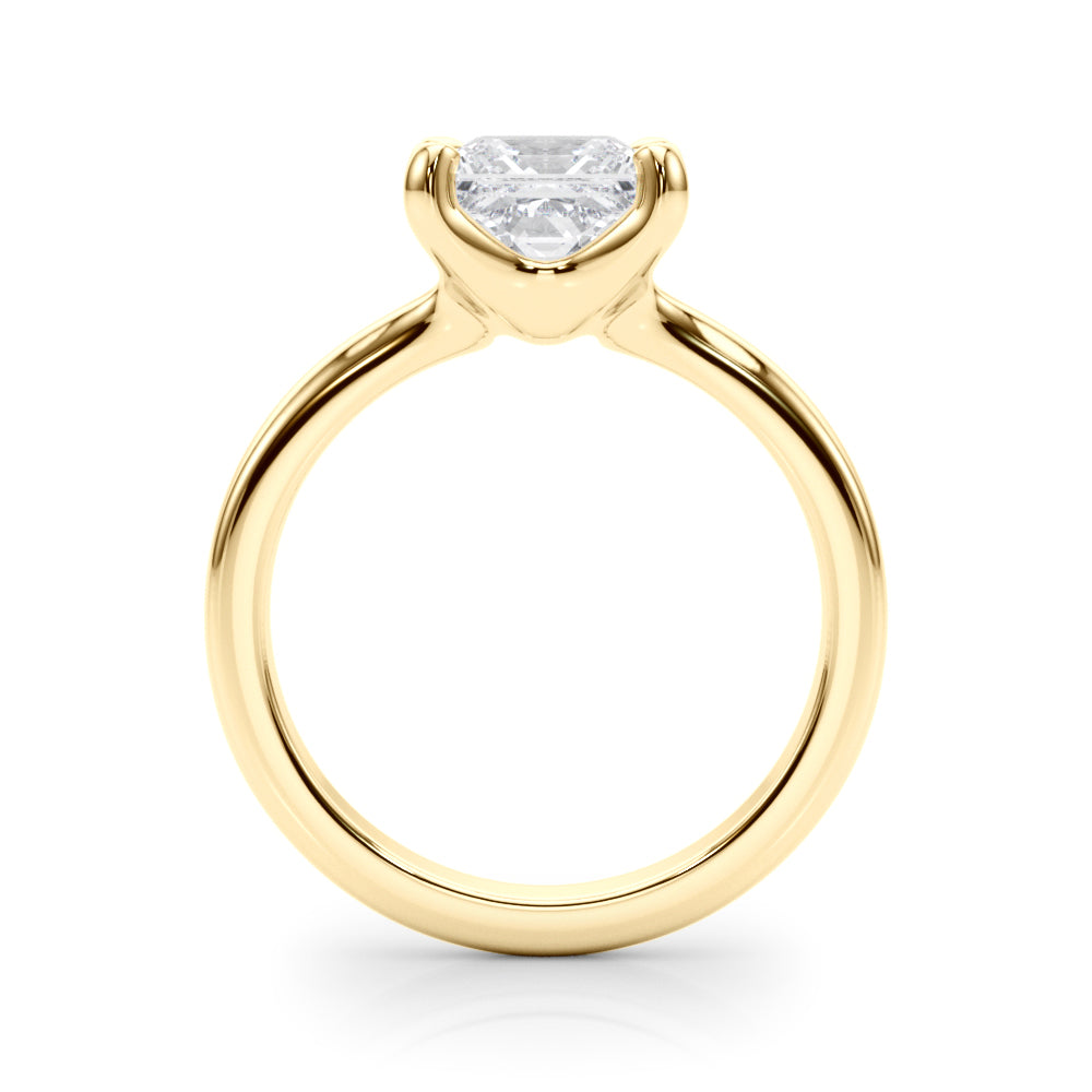 LUMEO Princess Solitaire with Contemporary Shank Diamond Engagement Ring Side View in 18k Solid Yellow Gold 