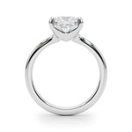 LUMEO Princess Solitaire with Contemporary Shank Diamond Engagement Ring Side View in Platinum or 18k Solid White Gold 