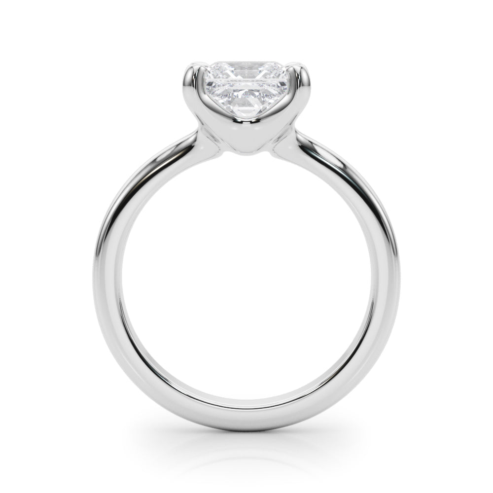 LUMEO Princess Solitaire with Contemporary Shank Diamond Engagement Ring Side View in Platinum or 18k Solid White Gold 