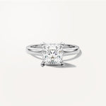 LUMEO Princess Solitaire with Contemporary Shank Diamond Engagement Ring Front View in Platinum or 18k Solid White Gold 