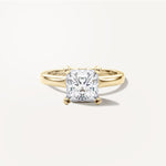 LUMEO Princess Solitaire with Contemporary Shank Diamond Engagement Ring Front View in 18k Solid Yellow Gold 