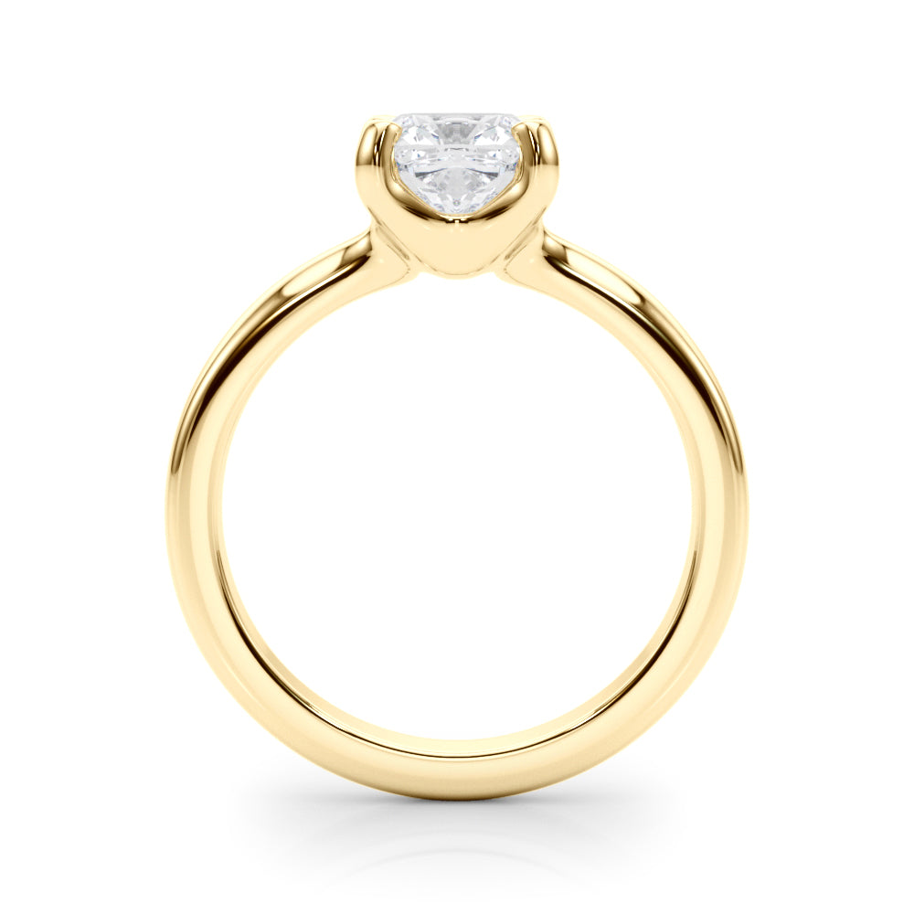 LUMEO Cushion Solitaire with Contemporary Shank Diamond Engagement Ring Side View in 18k Solid Yellow Gold 