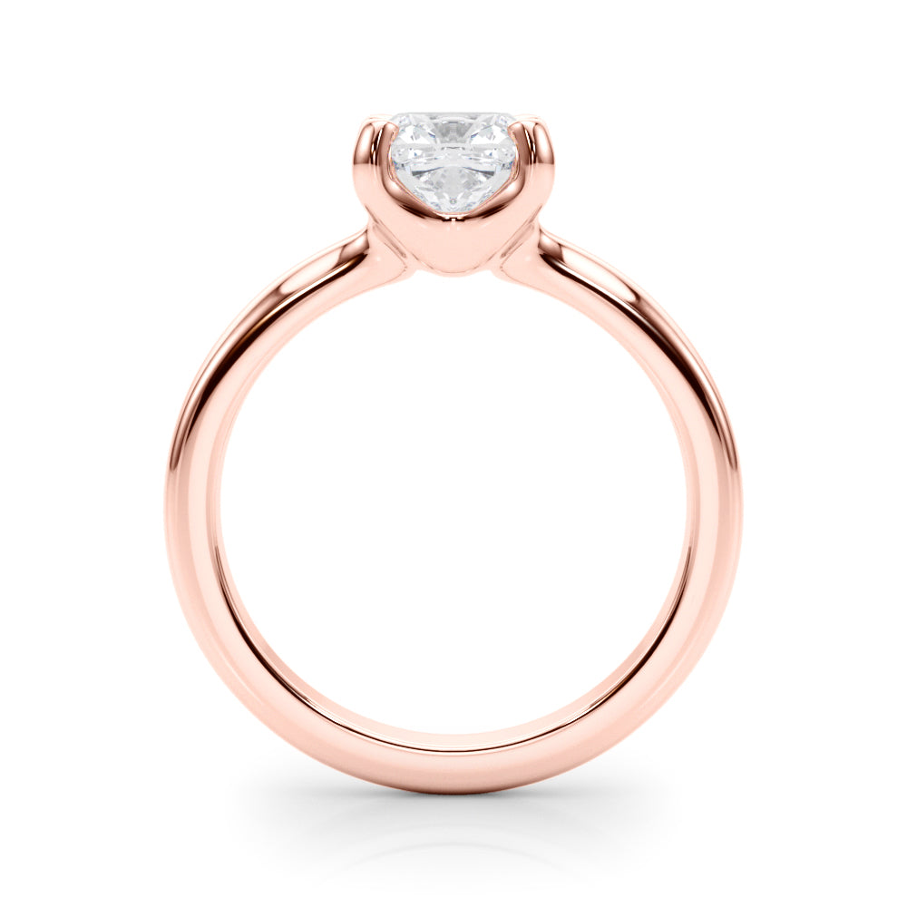 LUMEO Cushion Solitaire with Contemporary Shank Diamond Engagement Ring Side View in 18k Solid Rose Gold 