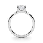 LUMEO Cushion Solitaire with Contemporary Shank Diamond Engagement Ring Side View in Platinum or 18k Solid White Gold 