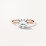 LUMEO Cushion Solitaire with Contemporary Shank Diamond Engagement Ring Front View in 18k Solid Rose Gold 