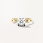 LUMEO Cushion Solitaire with Contemporary Shank Diamond Engagement Ring Front View in 18k Solid Yellow Gold 