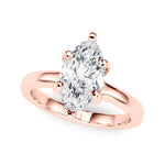 LUMEO Marquise Solitaire Diamond Engagement Ring Front View in 18k Solid Rose Gold 