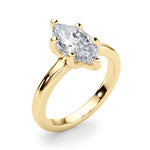 LUMEO Marquise Solitaire Diamond Engagement Ring Angle View in 18k Solid Yellow Gold 