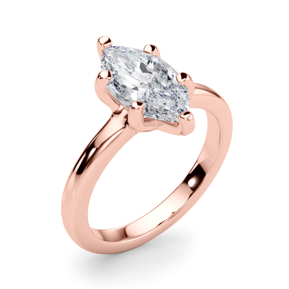 LUMEO Marquise Solitaire Diamond Engagement Ring Angle View in 18k Solid Rose Gold 