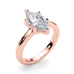 LUMEO Marquise Solitaire Diamond Engagement Ring Angle View in 18k Solid Rose Gold 