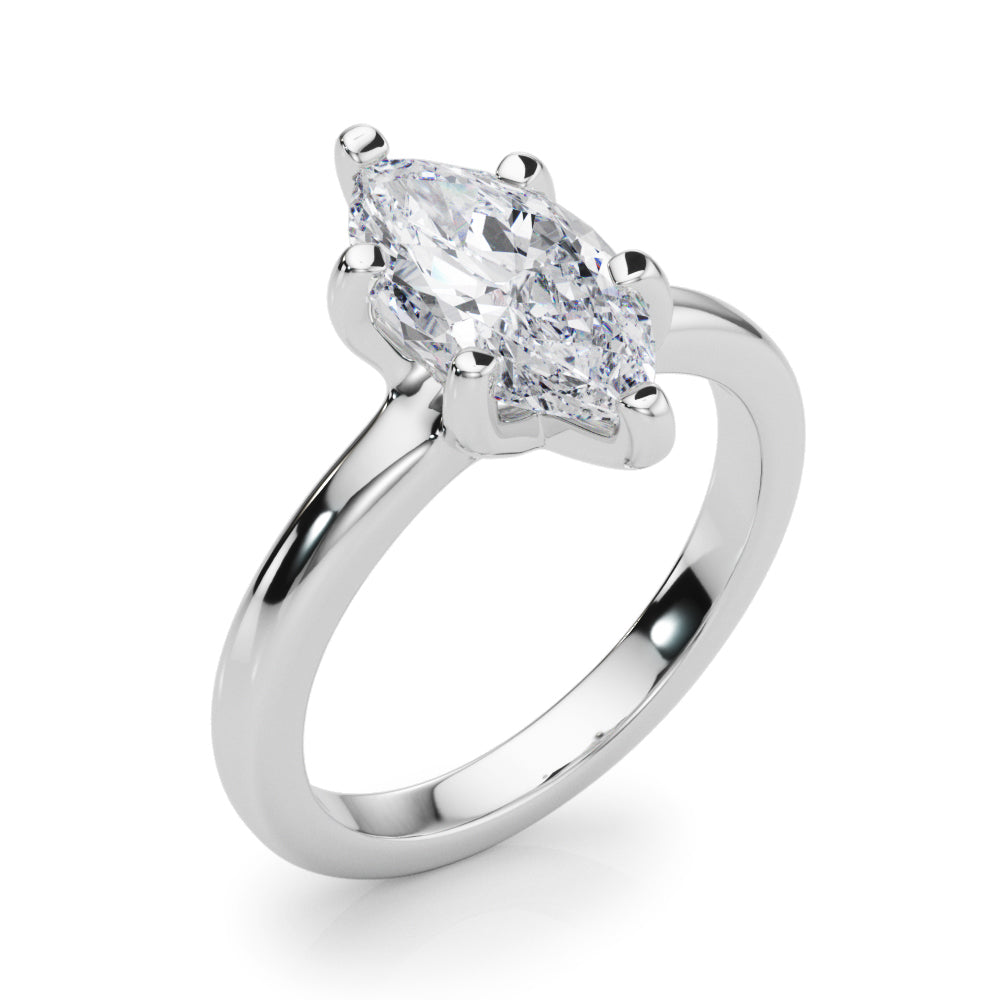 LUMEO Marquise Solitaire Diamond Engagement Ring Angle View in Platinum 