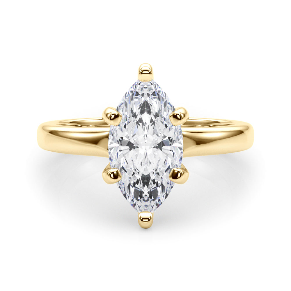 LUMEO Marquise Solitaire Diamond Engagement Ring Set in 18k Solid Yellow Gold 