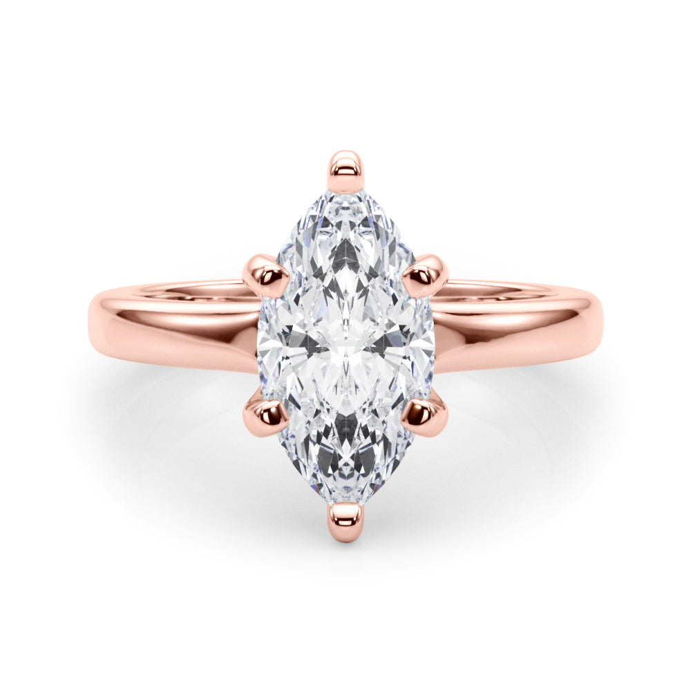 LUMEO Marquise Solitaire Diamond Engagement Ring Set in 18k Solid Rose Gold 