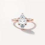 LUMEO Marquise Solitaire with Contemporary Shank Diamond Engagement Ring Front View in 18k Solid Rose Gold 