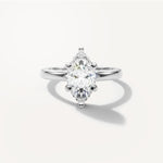 LUMEO Marquise Solitaire with Contemporary Shank Diamond Engagement Ring Front View in Platinum or 18k Solid White Gold 