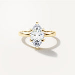 LUMEO Marquise Solitaire with Contemporary Shank Diamond Engagement Ring Front View in 18k Solid Yellow Gold 