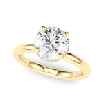 LUMEO Round Hidden Halo Diamond Engagement Ring Front View in 18k Solid Yellow Gold 