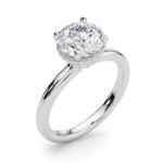 LUMEO Round Hidden Halo Diamond Engagement Ring Angle View in Platinum 