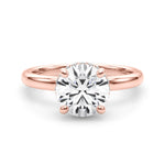 LUMEO Round Hidden Halo Diamond Engagement Ring Set in 18k Solid Rose Gold 